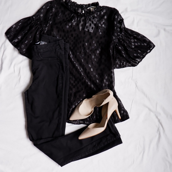 NWT H&M Black dolman shine Top SZ 8 - Picture 2 of 5